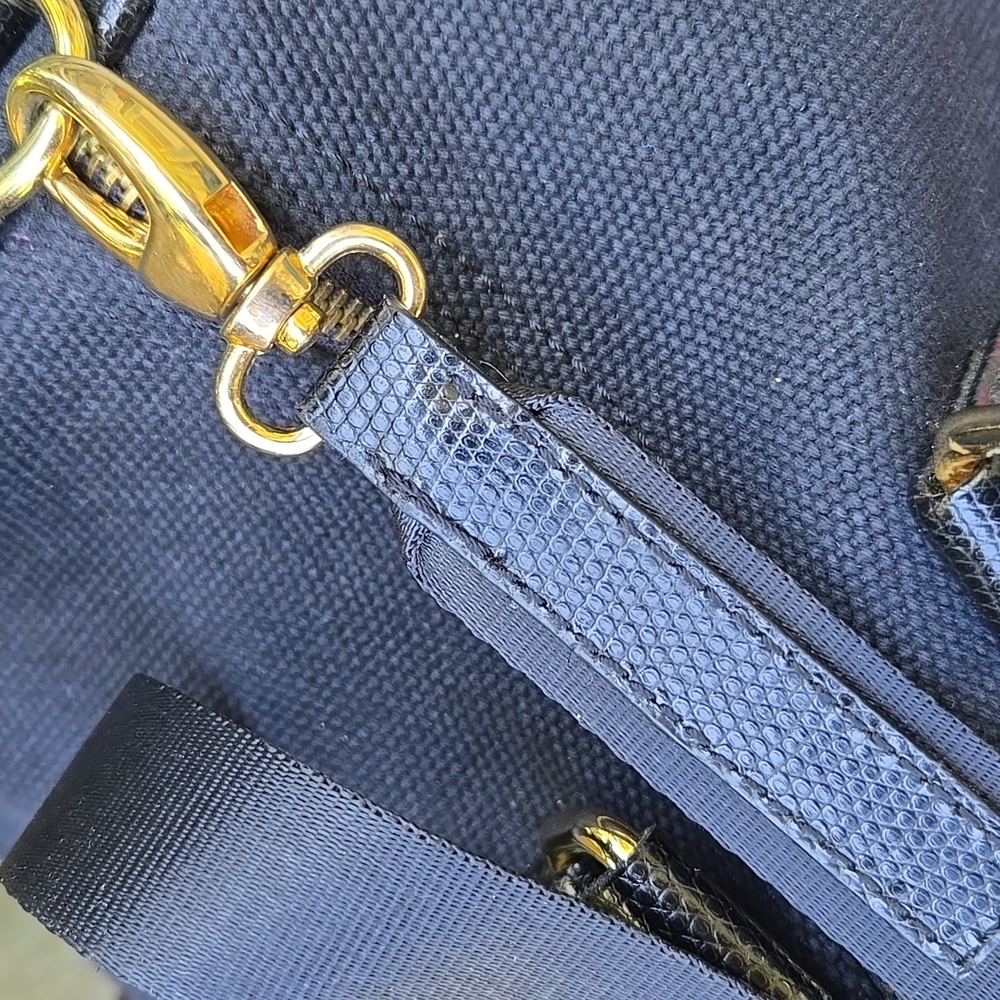 Victoria’s Secret Black Speedy Bag Canvas & Vegan Leather, Crossbody (BIN 001) - Picture 7 of 11